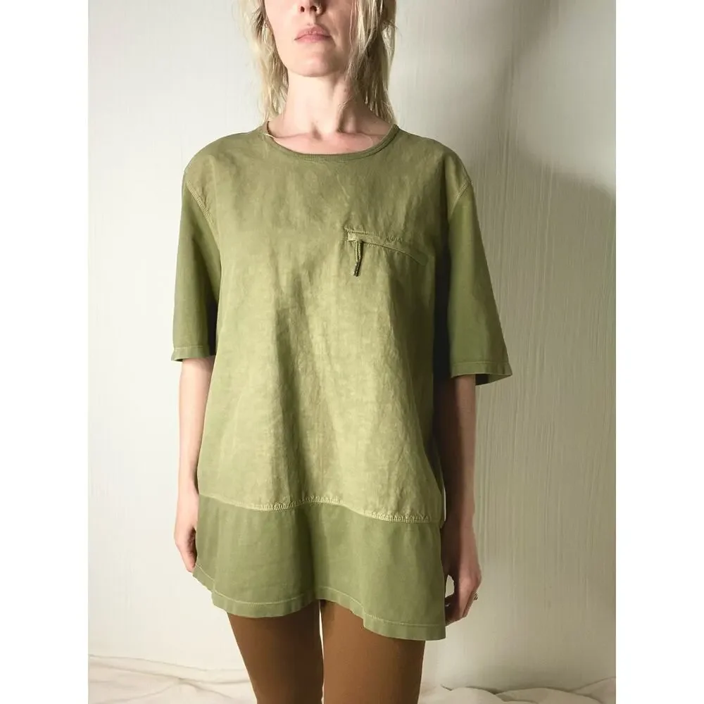 FOLK Moss Green Cotton Linen T Shirt US 5/XL - Picture 2 of 13